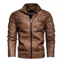 PU Leather With Siamese Cap & Plus Size Men Coat fleece Solid PC