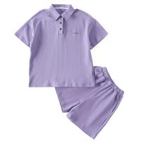 Cotton Girl Clothes Set & two piece & loose Pants & top plain dyed Set