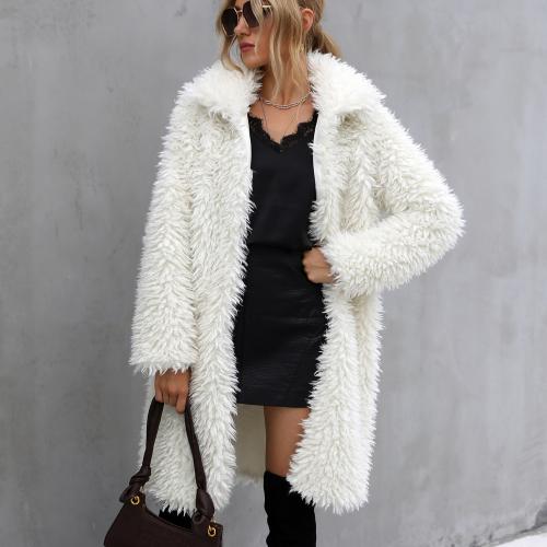 Polyester Women Overcoat mid-long style & loose & thermal white PC