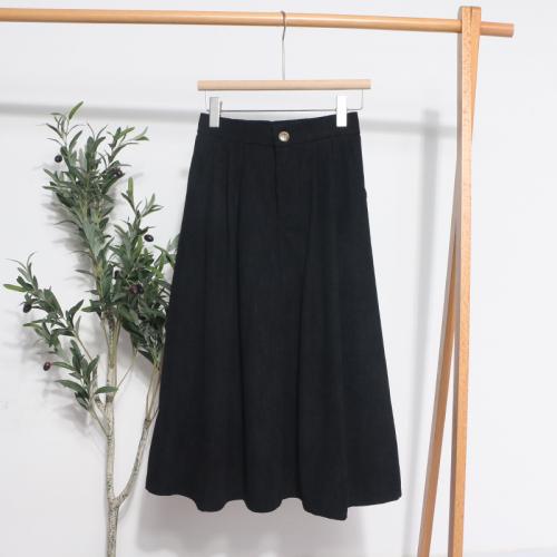 Corduroy A-line & High Waist Maxi Skirt slimming : PC