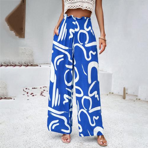 Polyester Wide Leg Trousers Women Long Trousers slimming & loose printed PC