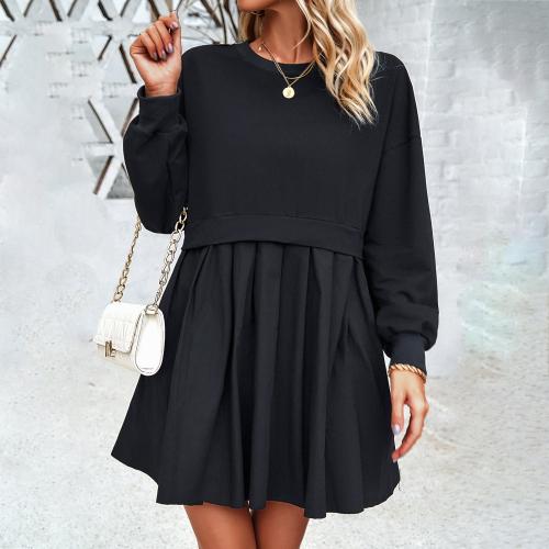 Polyester Soft One-piece Dress & loose & breathable Solid PC