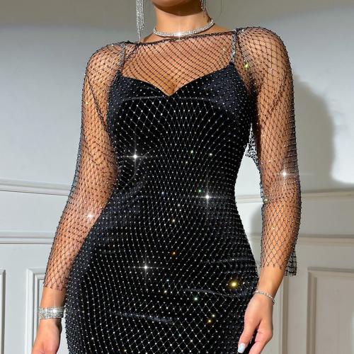 Polyamide Slim Sexy Package Hip Dresses see through look iron-on black PC