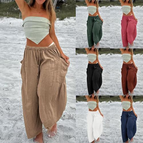 Polyester Wide Leg Trousers patchwork Solid PC