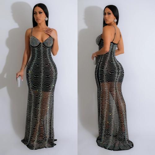 Polyester Slim One-piece Dress see through look PC