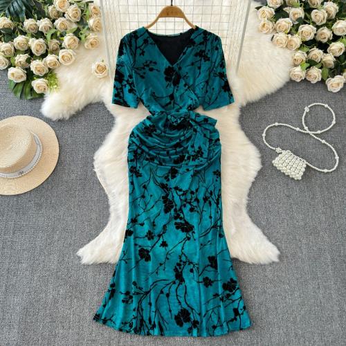 Polyester Waist-controlled Sexy Package Hip Dresses slimming printed floral PC