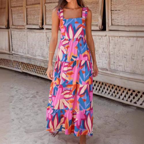 Polyester long style Slip Dress slimming printed PC