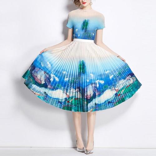 Polyester Two-Piece Dress Set large hem design & two piece Set