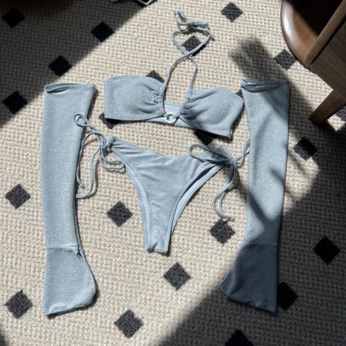 Spandex & Polyester Bikini backless & padded Solid :L Set