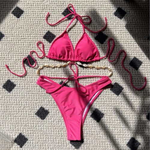 Spandex & Polyester Bikini backless & padded Solid Set