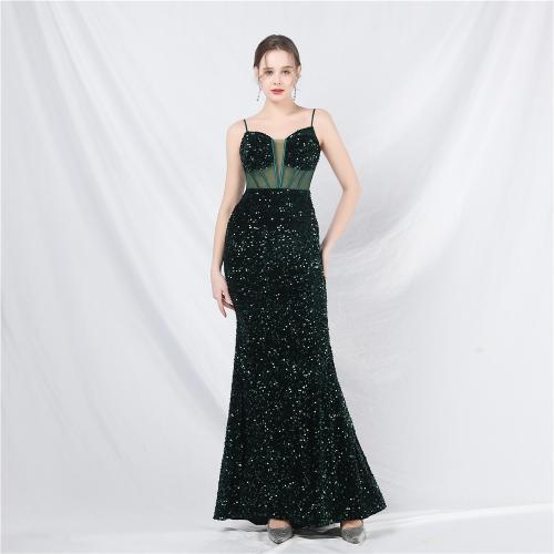 Sequin & Polyester Slim & Mermaid Long Evening Dress PC