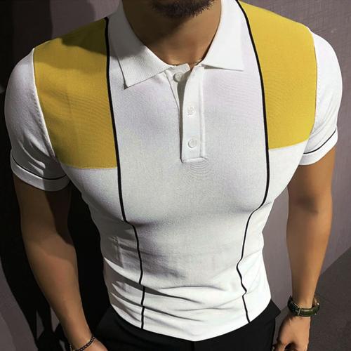 Viscose Polo Shirt contrast color printed yellow PC