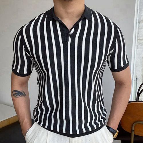Viscose Polo Shirt & regular striped black PC