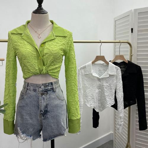 Polyester Women Long Sleeve Blouses loose & breathable Solid : PC