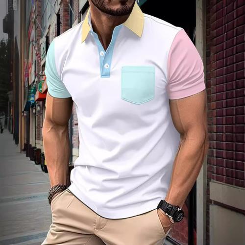 Chemical Fiber & Polyester Polo Shirt & with pocket printed white PC