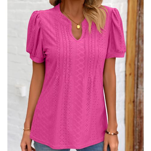 Spandex & Polyester Women Short Sleeve T-Shirts & loose & hollow PC