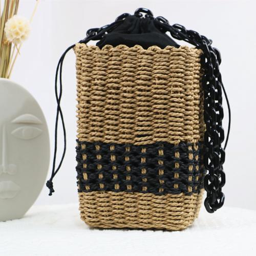 Paper Rope Handmade Woven Tote Acrylic & Polyester Peach Skin PC
