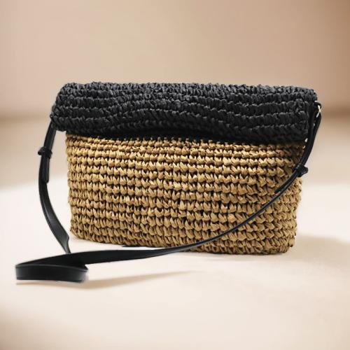 Paper Rope Handmade & foldable Woven Shoulder Bag Polyester Peach Skin Colour Matching PC