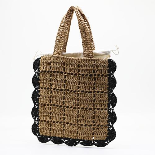 Paper Rope Handmade Woven Tote Canvas camel PC