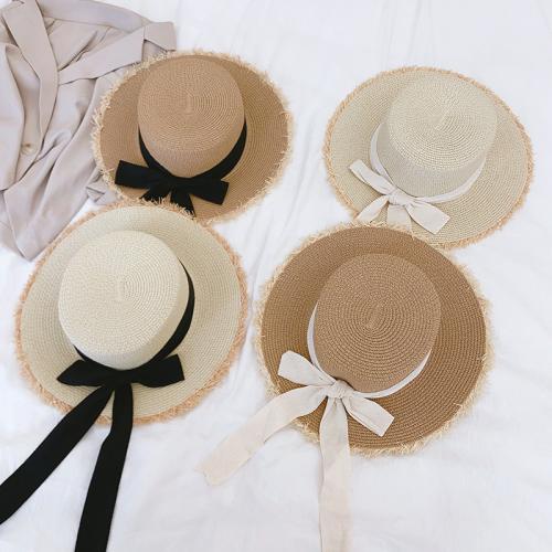 Straw & Polyester Easy Matching Sun Protection Straw Hat sun protection & breathable PC