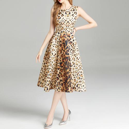 Polyester Waist-controlled One-piece Dress slimming leopard PC