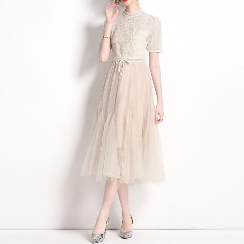 Gauze & Polyester Waist-controlled One-piece Dress slimming Apricot PC