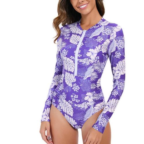 Polyester Plus Size One-piece Swimsuit & skinny style purple PC