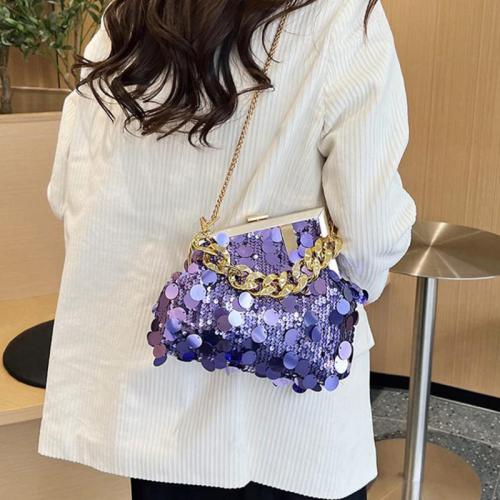 PU Leather & Polyester Clutch Bag with chain Sequin PC