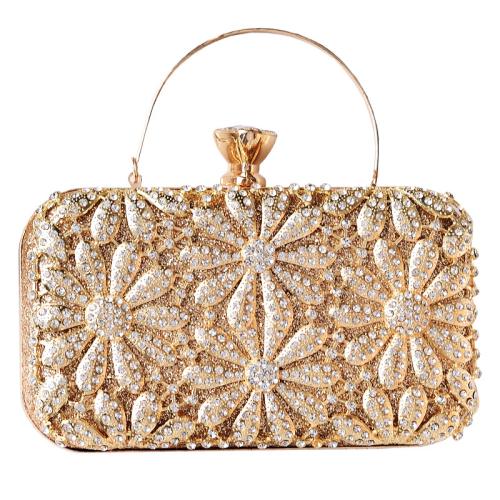Polyester Easy Matching Clutch Bag with rhinestone floral PC