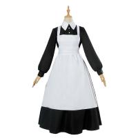 Polyester Sexy Maid Costume & breathable patchwork white and black PC