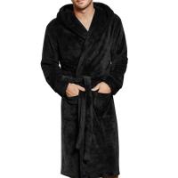 Polyester & Cotton With Siamese Cap Men Robe thicken & loose & thermal plain dyed Solid PC