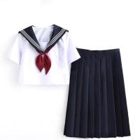 Cotton Schoolgirl Costume  tie & skirt & top white and black PC