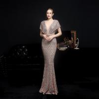 Polyester Long Evening Dress & breathable Sequin Solid PC