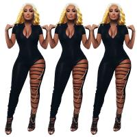 Polyester Long Jumpsuit Polyester Solid black : PC
