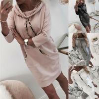 Polyester Sweatshirts Dress & loose Solid PC