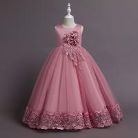 Polyester Princess Girl One-piece Dress with bowknot Gauze PC