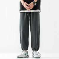 Polyester Nine Point Pants & Middle Waist Men Casual Pants flexible & loose Solid PC