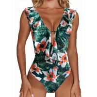 Polyester One-piece Swimsuit flexible & backless printed shivering PC