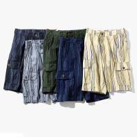 Cotton Middle Waist Men Cargo Shorts & loose & with pocket striped PC