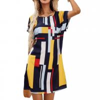 Polyester One-piece Dress & above knee printed PC