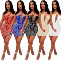 Polyester Sexy Package Hip Dresses backless Solid PC