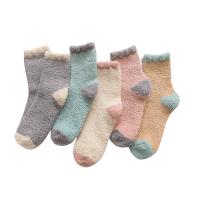 Towel Velvet Women Ankle Sock contrast color & thicken & sweat absorption & thermal Solid : Pair