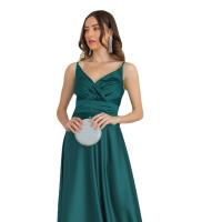 Polyester Waist-controlled Bridesmaid Dress deep V & backless Solid PC