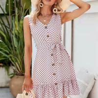 Polyester Waist-controlled One-piece Dress printed PC