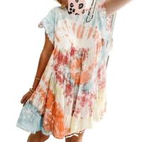 Polyester One-piece Dress & loose Tie-dye Solid multi-colored PC