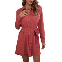 Polyester Shirt Dress patchwork Solid PC