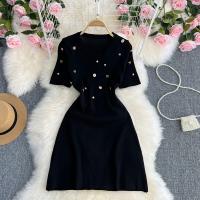 Polyester Waist-controlled One-piece Dress black PC