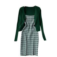 Knitted A-line Two-Piece Dress Set slimming : Set