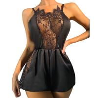 Polyester Sexy Teddy backless & hollow Solid black PC