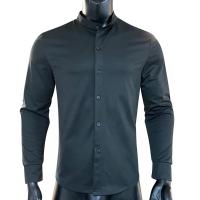 Polyester Slim Men Long Sleeve Casual Shirts plain dyed Solid PC
